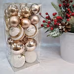 اویز گوی شامپاینی باکس 30 عددی قطر 6 سانت