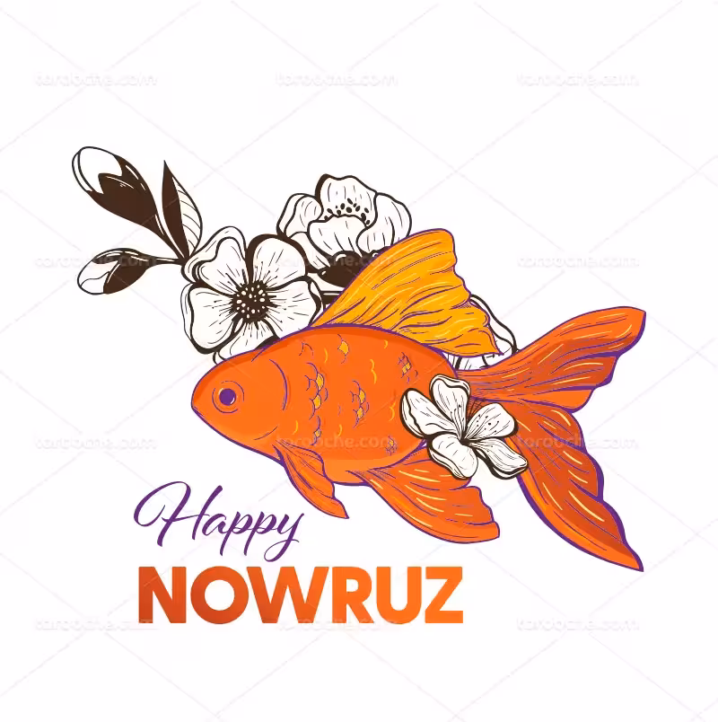 وکتور ماهی قرمز و گل | گرافیک با طعم تربچه