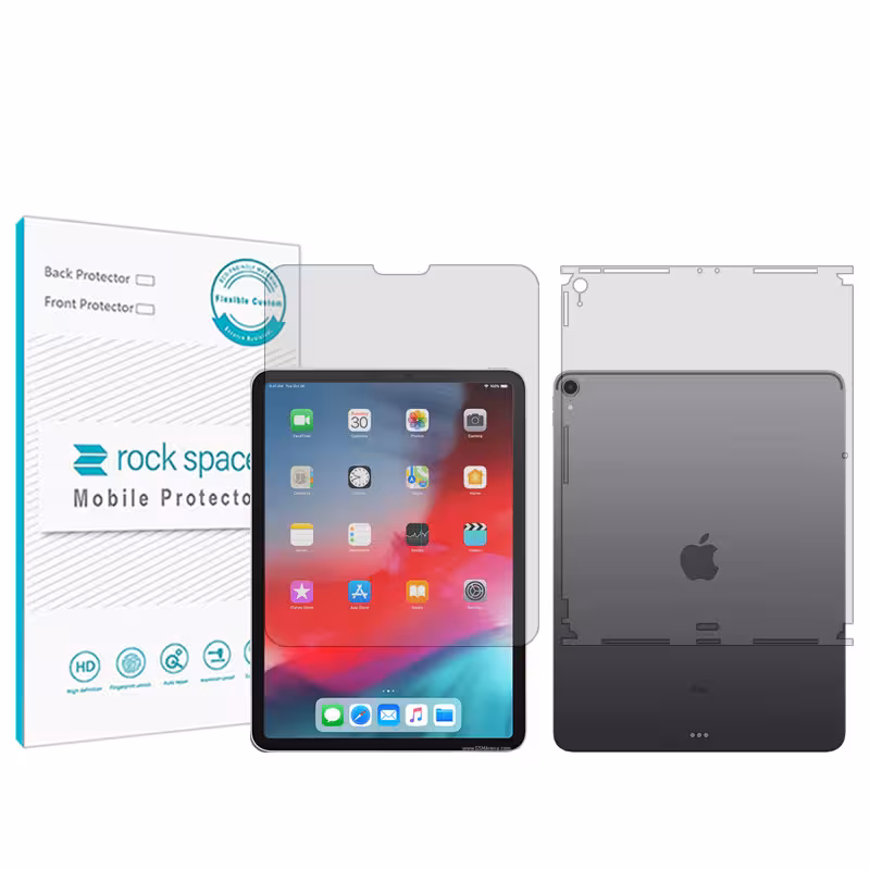 محافظ صفحه نمایش شفاف راک اسپیس مدل Hygel مناسب برای تبلت اپل iPad Pro 11 (2018) به همراه محافظ پشت تبلت