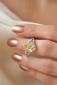 انگشتر جواهری سیترین ایتالیایی نقره زنانه کد 11080