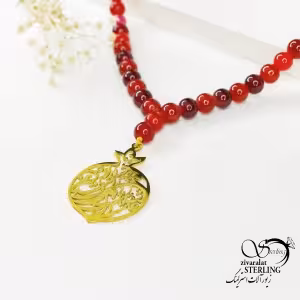 گردنبند رولباسی سنگی زنانه طرح انار کد 6591
