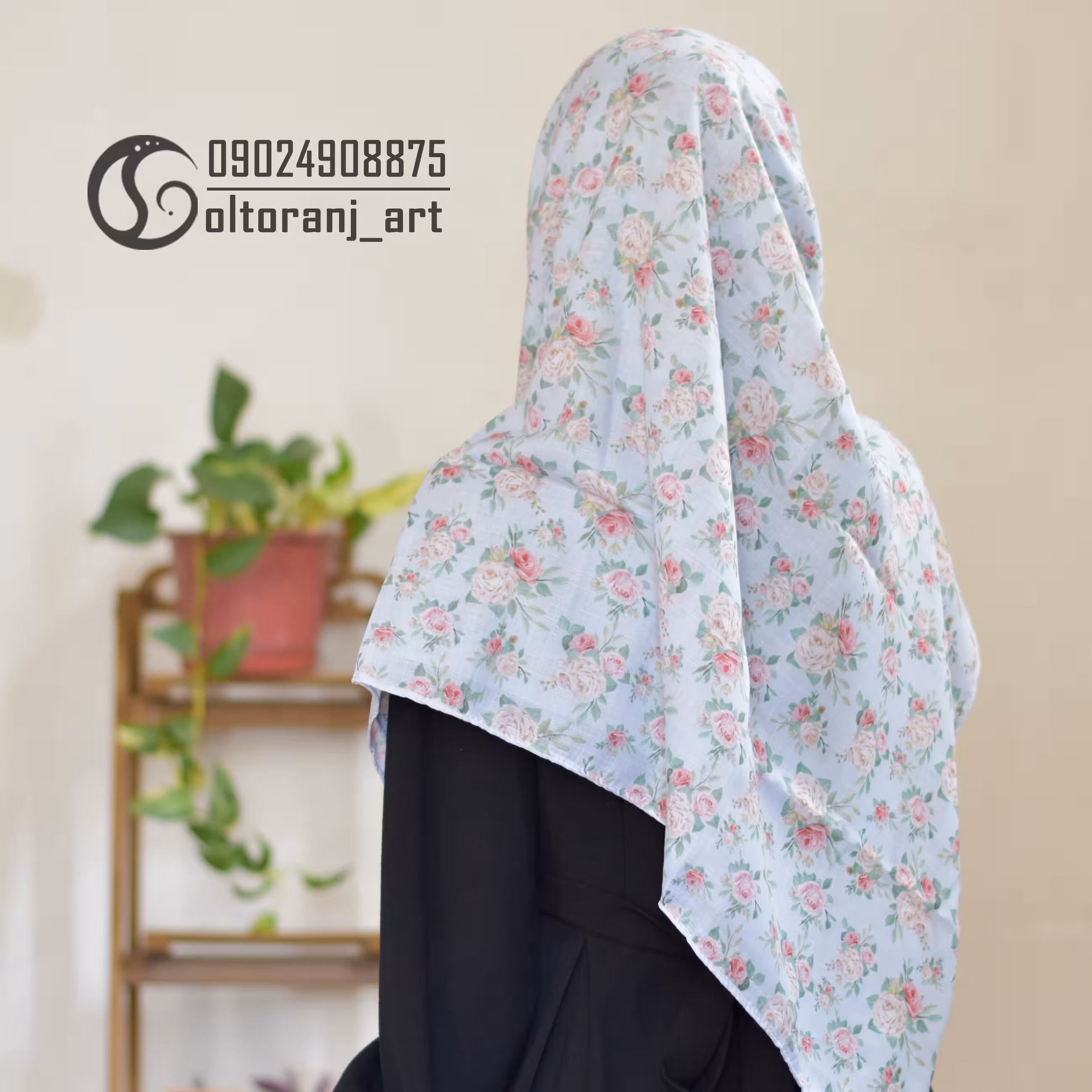 روسری گلگلی سبزآبی