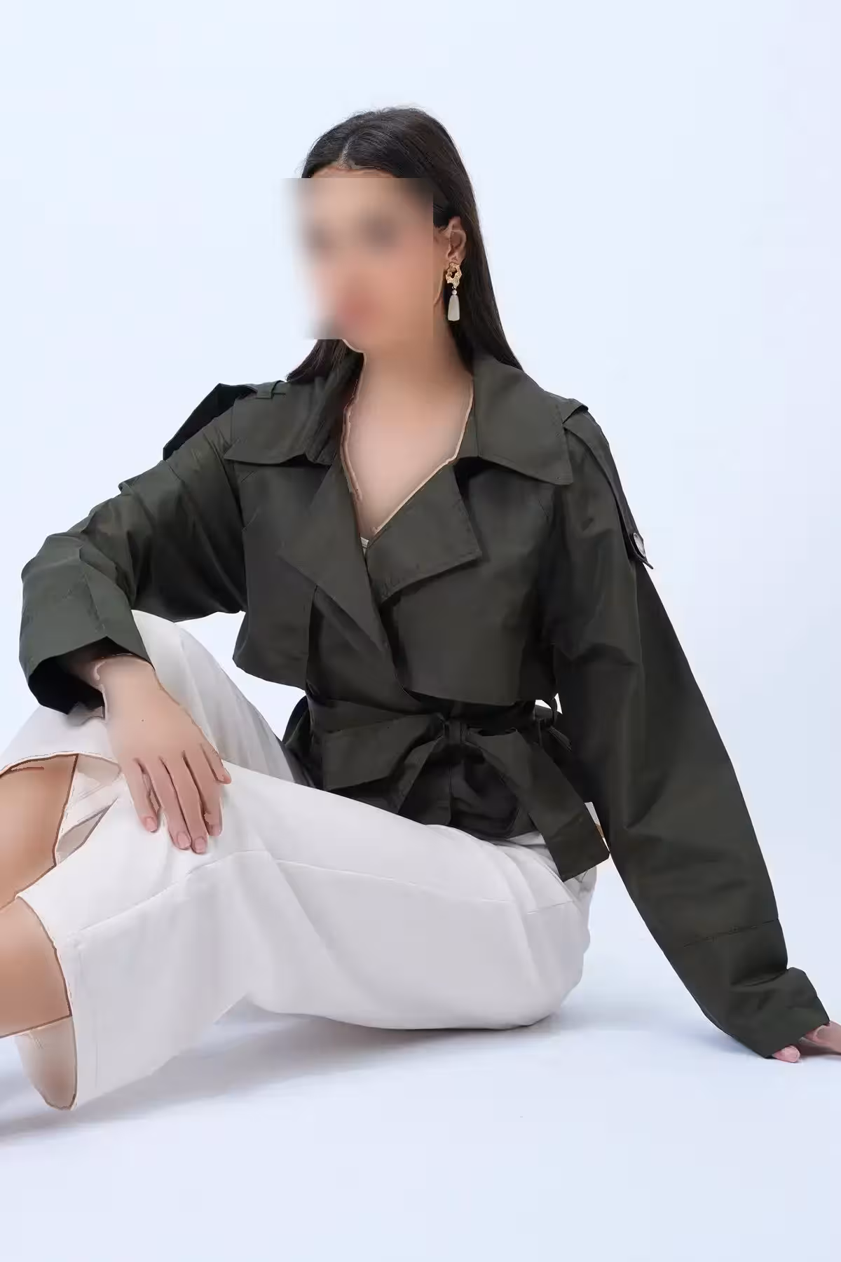 کت کوتاه زنانه اورجینال ترک به رنگ سبز زیتونی - 10536