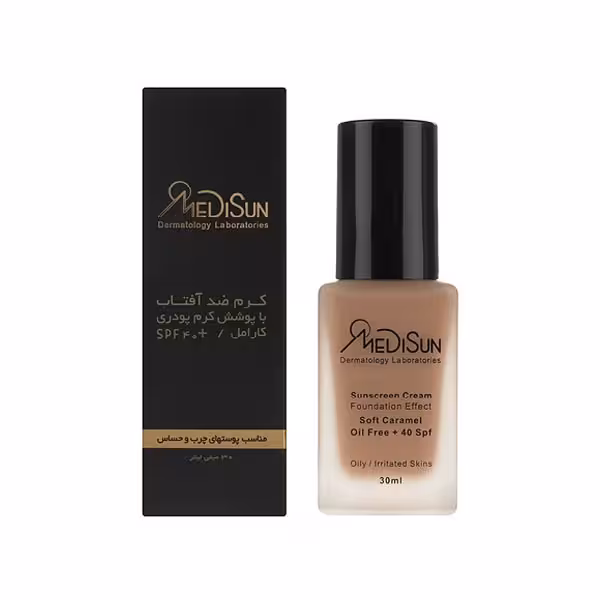 کرم ضد آفتاب SPF40 با پوشش کرم پودری کارامل مدیسان
