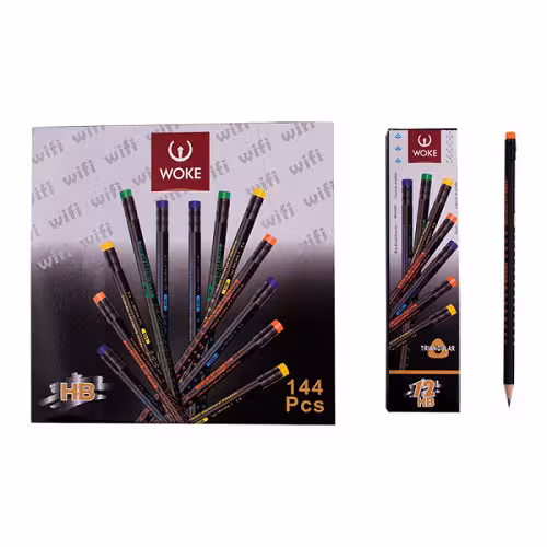 مداد مشکی 3 گوش پاکن دار وک 12 عددی کد 20013