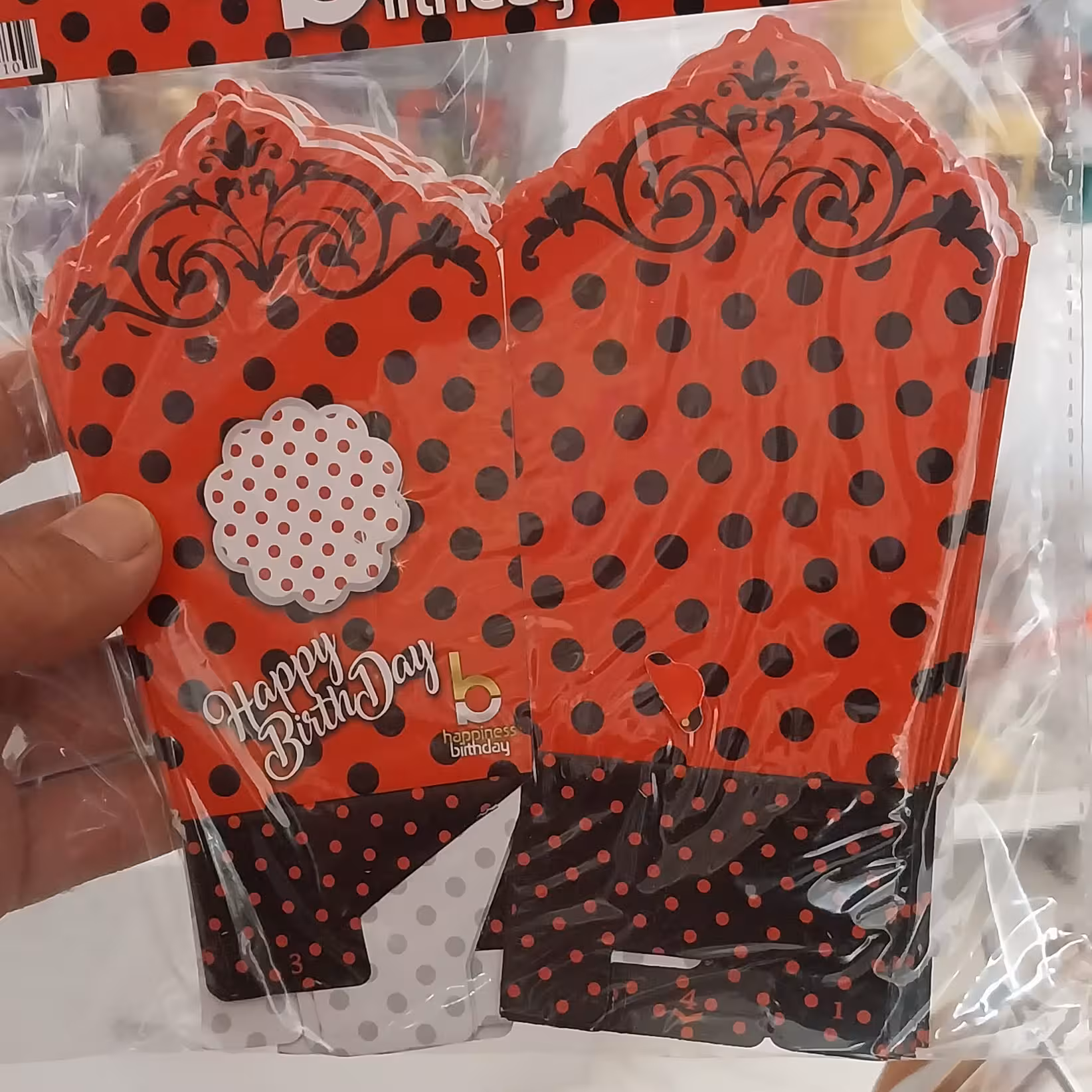 پاپکرن تم تولد قرمز خال مشکی(پفیلا خوری) 10 عددی