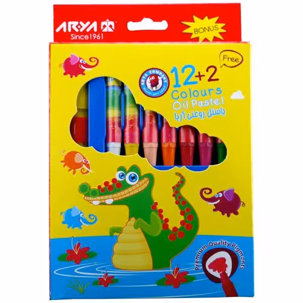 مداد شمعی 12 رنگ آریا