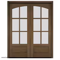 درب اتاق نشیمن دو لنگه چوبی شیشه خور کد 1201