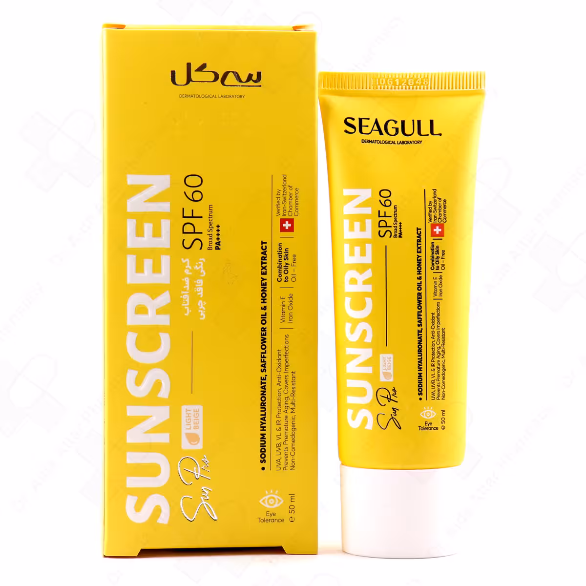 کرم ضد آفتاب بژ روشن Seagull سی گل SPF60 مناسب پوست های مختلط تا چرب 50 میلی لیتر