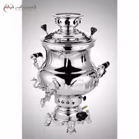 سماور 8 لیتری پارسیان ساده با ورق ضخیم برنجی و رویه کروم و نیکل با ضمانت 12 ماهه