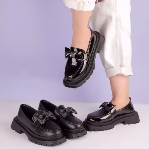 کفش کالج زنانه مدل لوفر پاپیونی