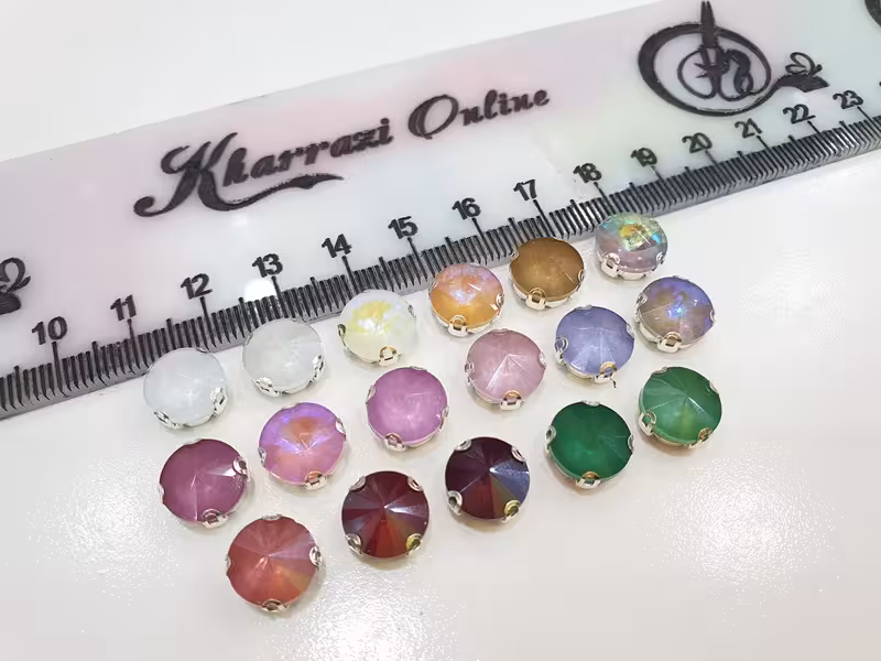 نگین پایه دار دایره 10 میل پاستیلی (4 عددی)