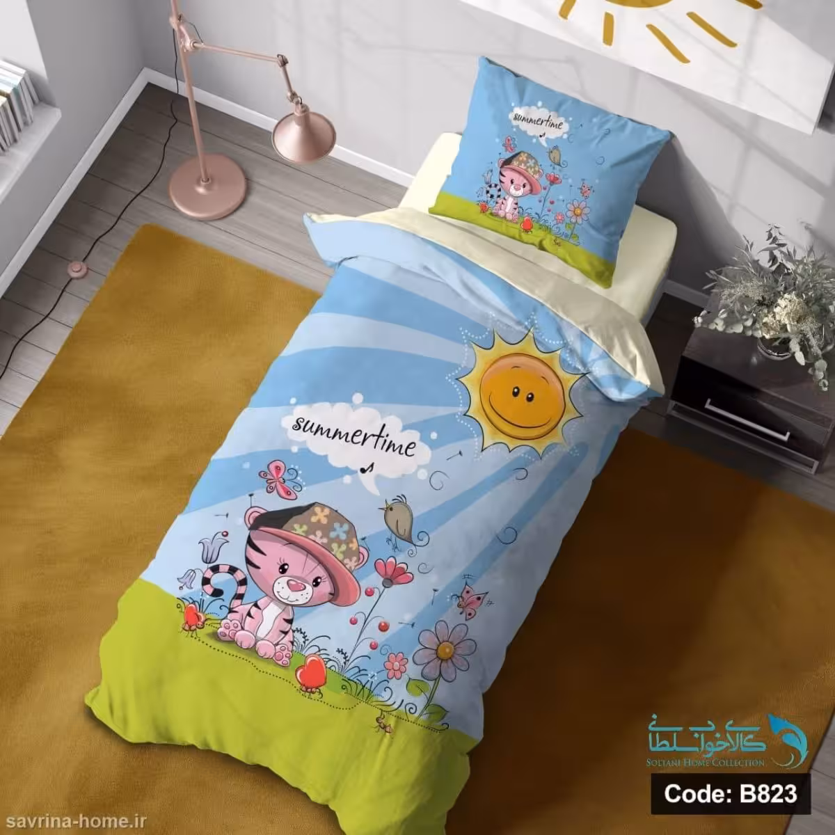 روتختی یک نفره سه بعدی طرح پیشی کد B823 چهار تکه