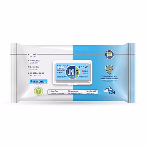 دستمال مرطوب بهداشتی بانوان (تمیز کننده ناحیه پرینال) یونی مد