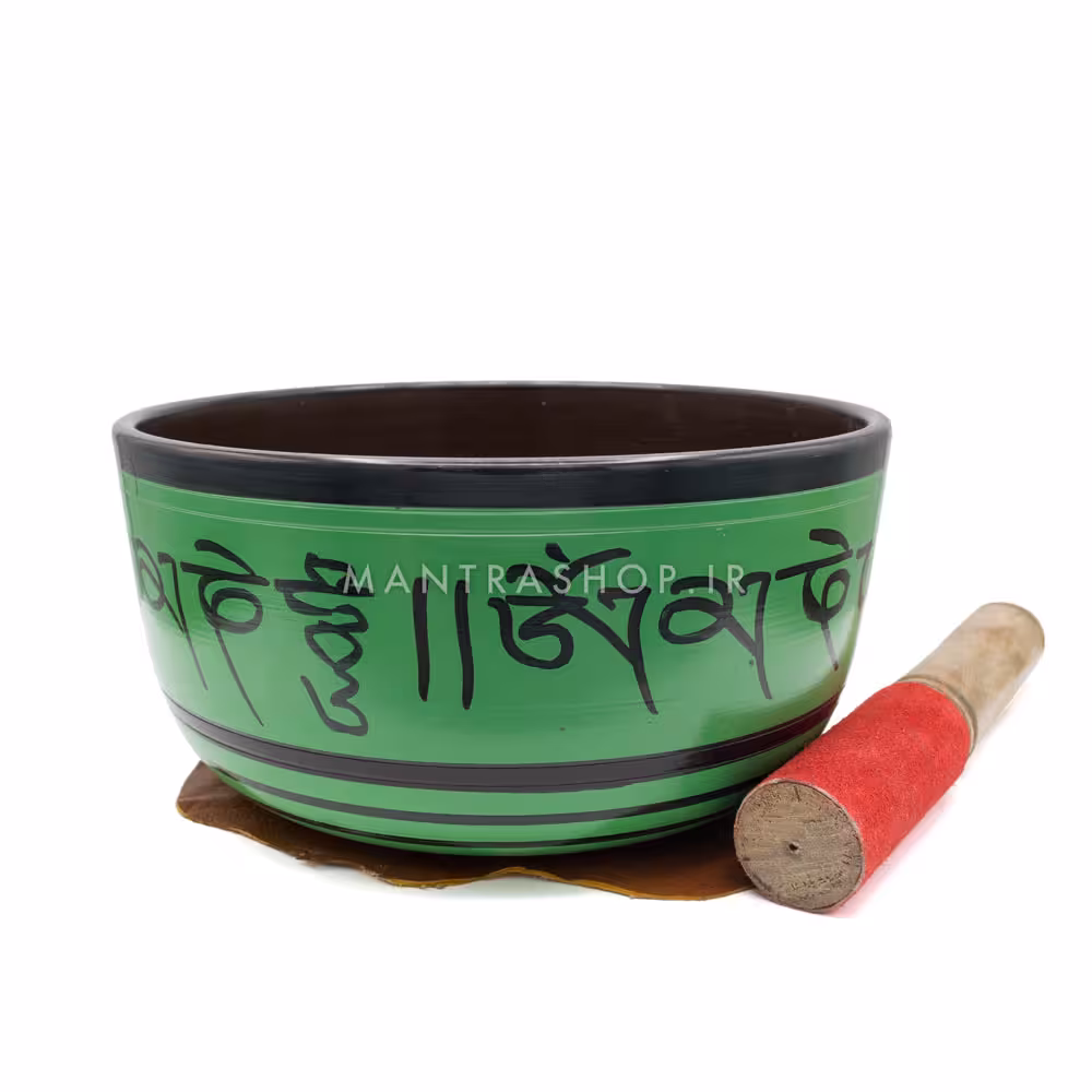 کاسه تبتی سبز طرح سرامیک – قطر دهانه 18 سانتی متر