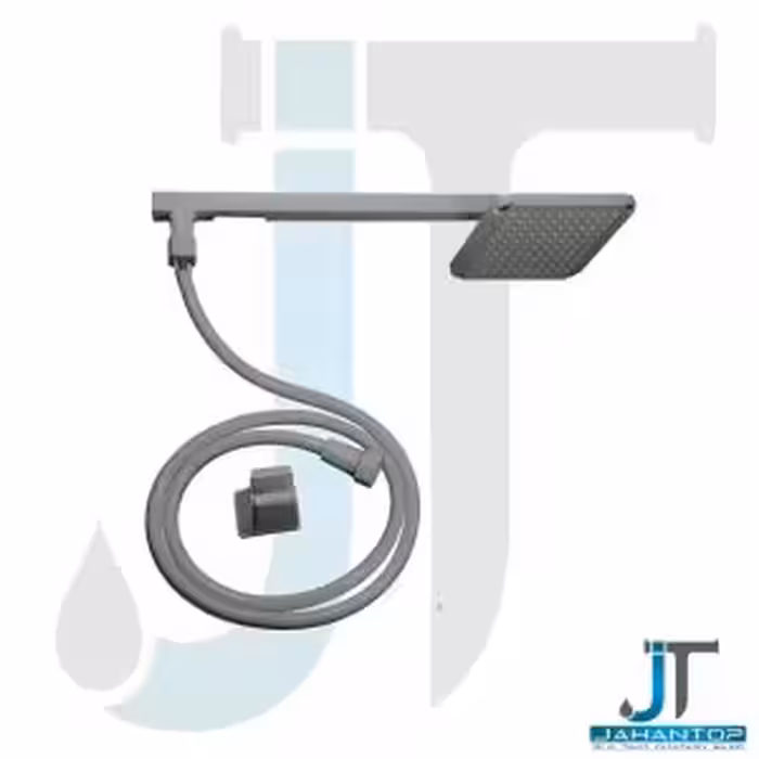 علم دوش حمام پلاستیک طوسی سردوش 15 سانت میراب مدل اویار