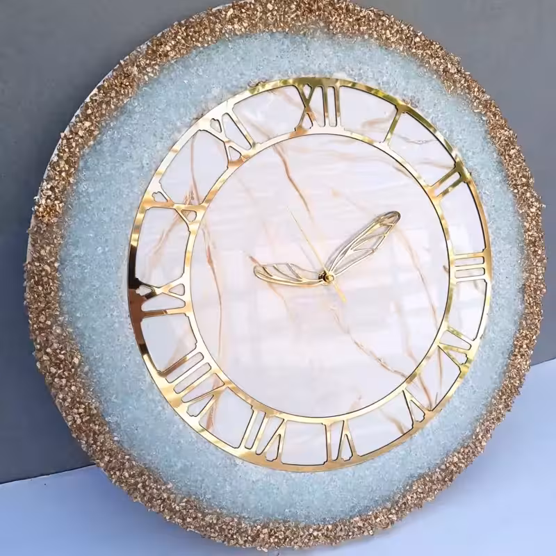 ساعت دیواری رزینی سفید جهیزیه قطر40