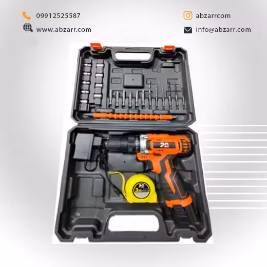 دریل 2 سرعته با متعلاقات(25 پارچه)12 ولت 1/5 آمپر BIST20 مدل DC (( اقساط یک ساله ))