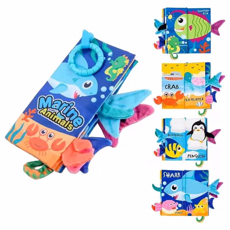 کتاب پارچه ای آموزشی جغجغه ای مدل حیوانات دریایی کد 66531A2