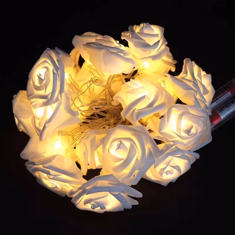 ریسه طرح گل فوم سفید باتری خور آفتابی طول 3 متر