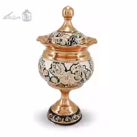 شکلات خوری مسی پایه دار نقره کوب کد MJ-118