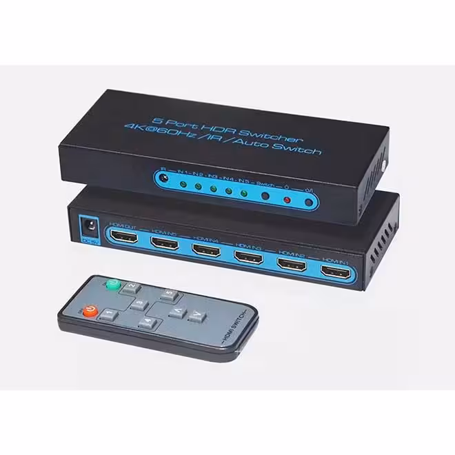 سوئیچ 5×1 HDMI پورت با کنترل از راه دور 3D HDMI 4K@60Hz FiveHome
