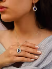 نیمست یاقوت کبود نقره جواهری کد 00311