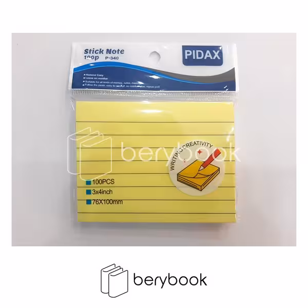 PIDAX / پیداکس / پست ایت / 76*100 / خط دار / 100برگ / زرد / p-340