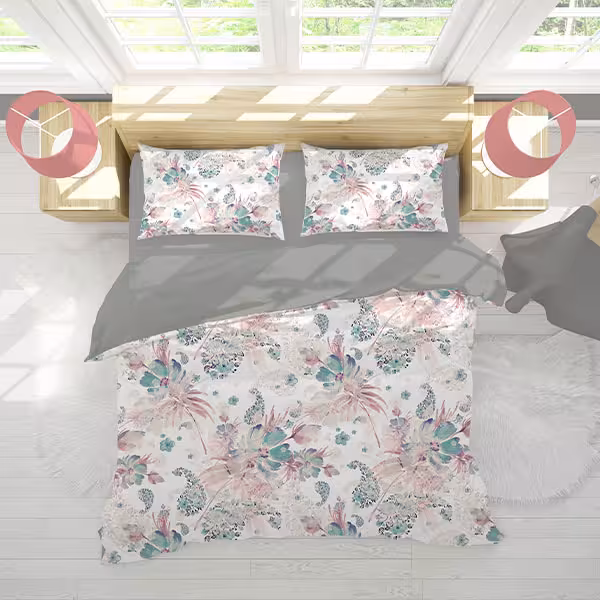 ست روتختی گل‌ دار دو نفره دستیکور مدل MOD1352