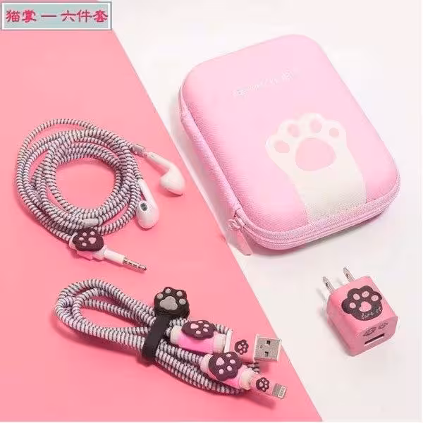 پک محافظ کابل شارژ ردپا کیف مستطیل Foot Print USB Cable protector