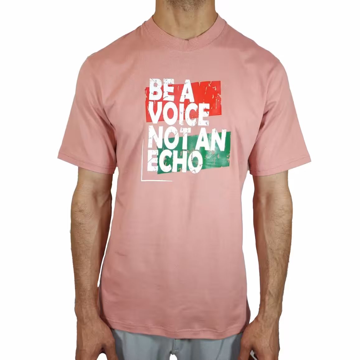 تیشرت نخ پنبه اکو صورتی کد 1041190