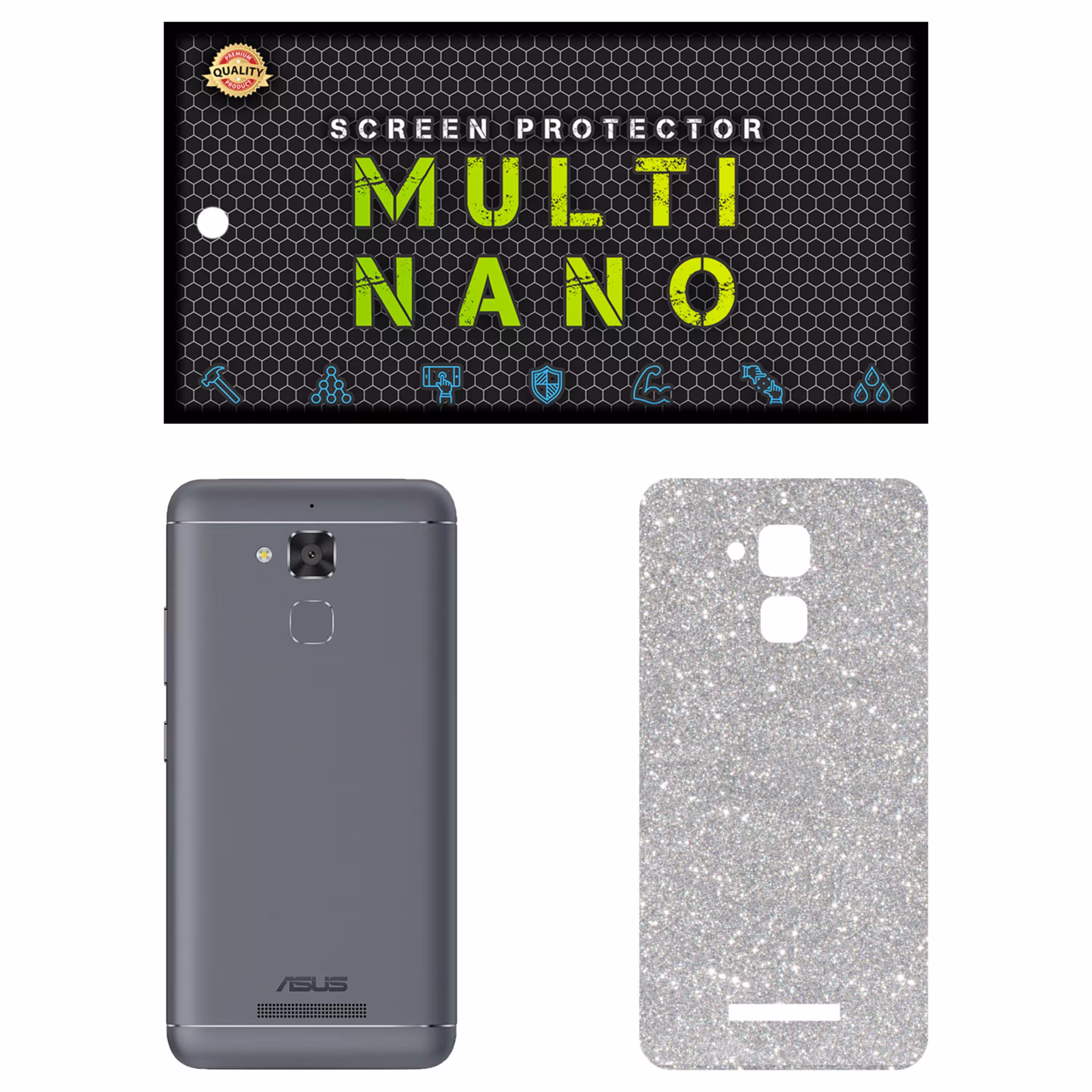 برچسب پوششی MultiNano مدل X-G1F-Silver برای پشت موبایل ایسوس Zenfone 3 Max 5.2