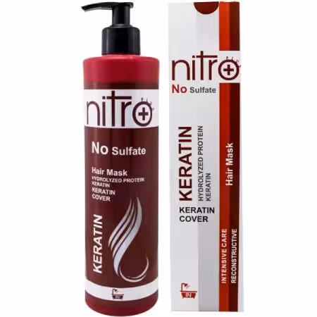 ماسک موی بدون سولفات نیترو پلاس مدل KERATIN حجم 500 میلی لیتر