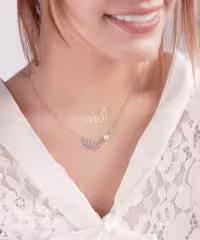 💍گردنبند طرح جواهر برگ و مرواريد نقره عیار 925 (G_3031)