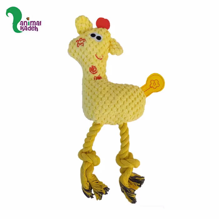اسباب بازی سگ و گربه عروسک زرافه زرد صدادار