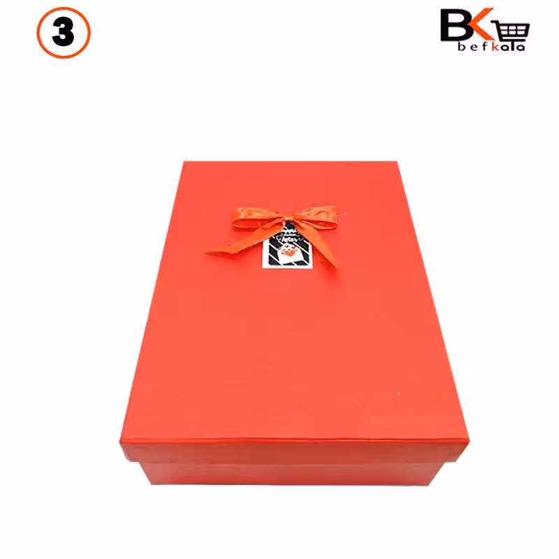 باکس کادویی مستطیلی پاپیون دار قرمز سایز سه 