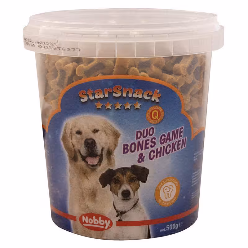 تشویقی سطلی سگ نوبی مدل استخوان با طعم مرغ Nobby Dou Bones Game & Chicken وزن 500 گرم