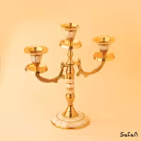 جفت شمعدان برنج و صدف سه شعله