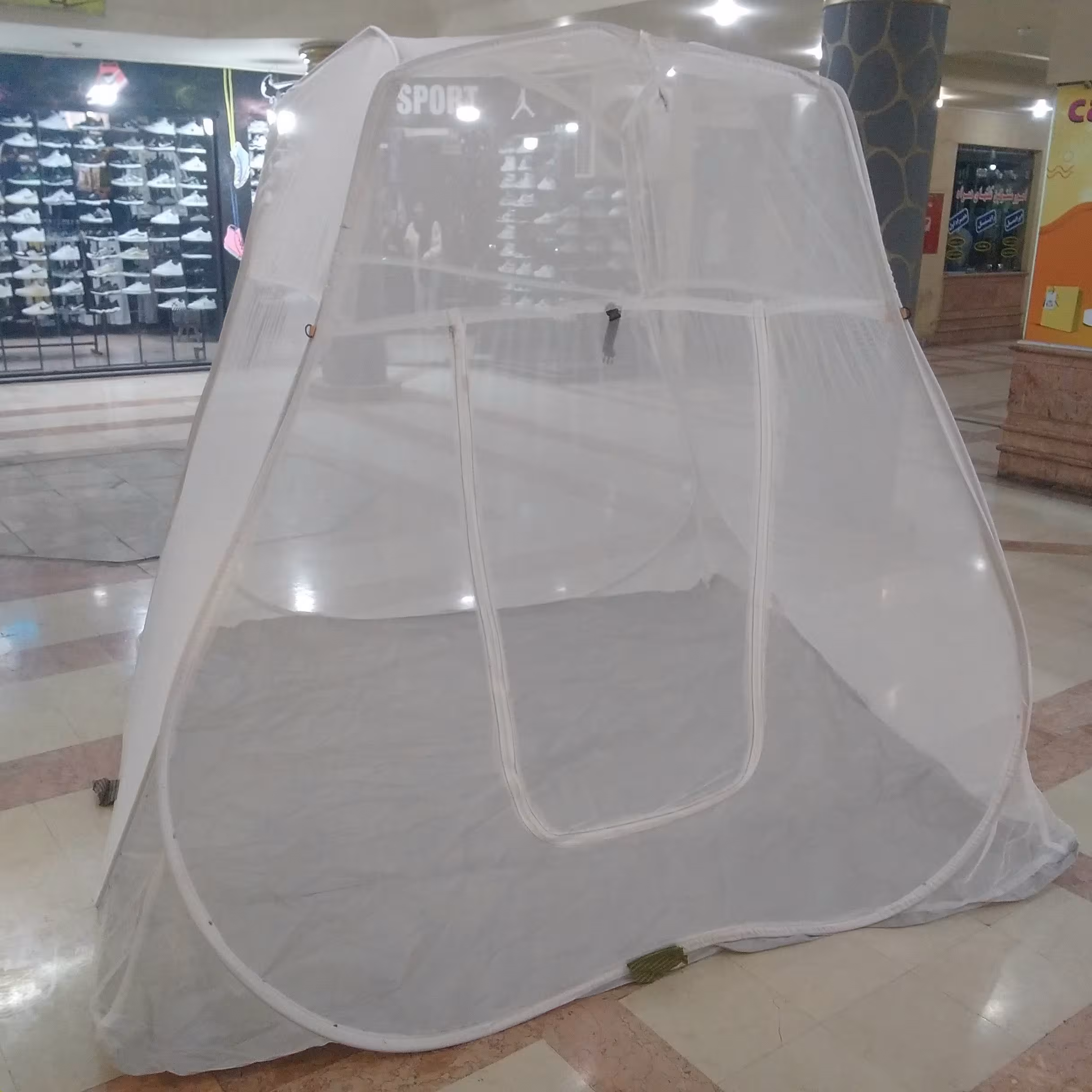 پشه بندمسافرتی 8نفره اسکلتی کف ضخیم تورسفیدخارجی