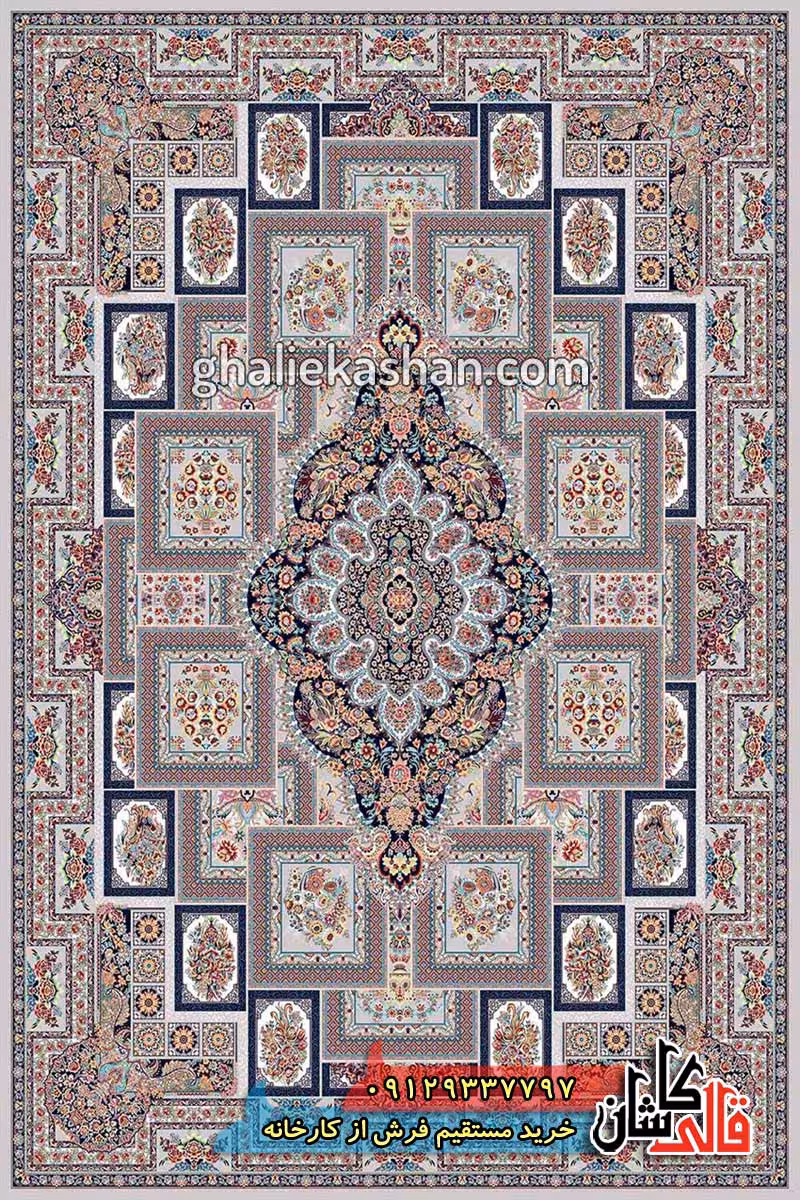 فرش 1200 شانه طرح یگانه زمینه فیلی عقیق کاشان