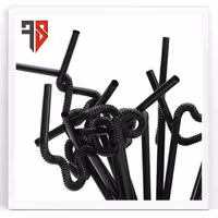 نی فنری نوشیدنی تاشو 6 میل مشکی