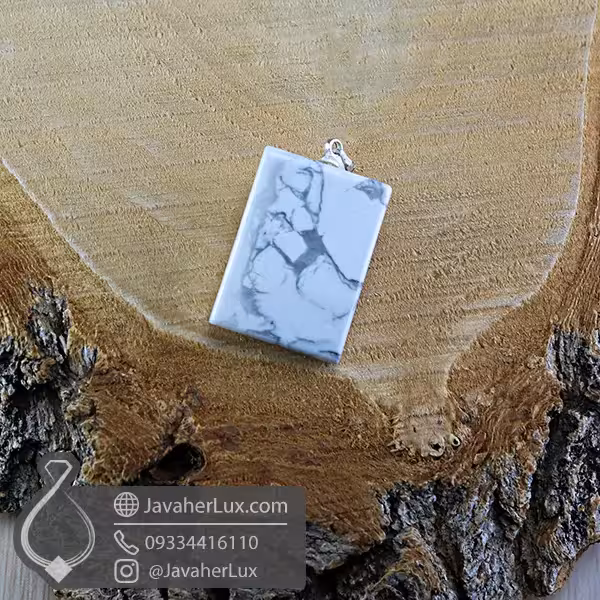 گردنبند سنگ هولیت تراش مستطیل _ کد : 400392