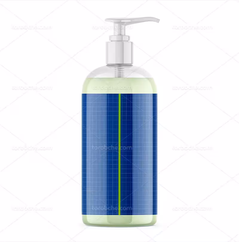 موکاپ بطری پمپی لایه باز PSD | گرافیک با طعم تربچه