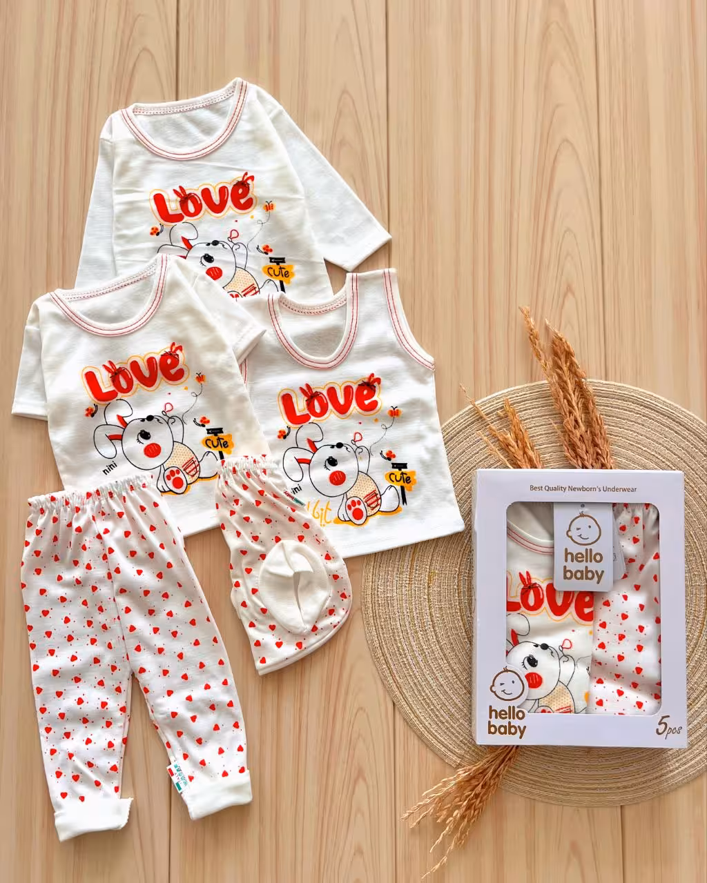 لباس نوزادی پنج تیکه جعبه ای خرگوش