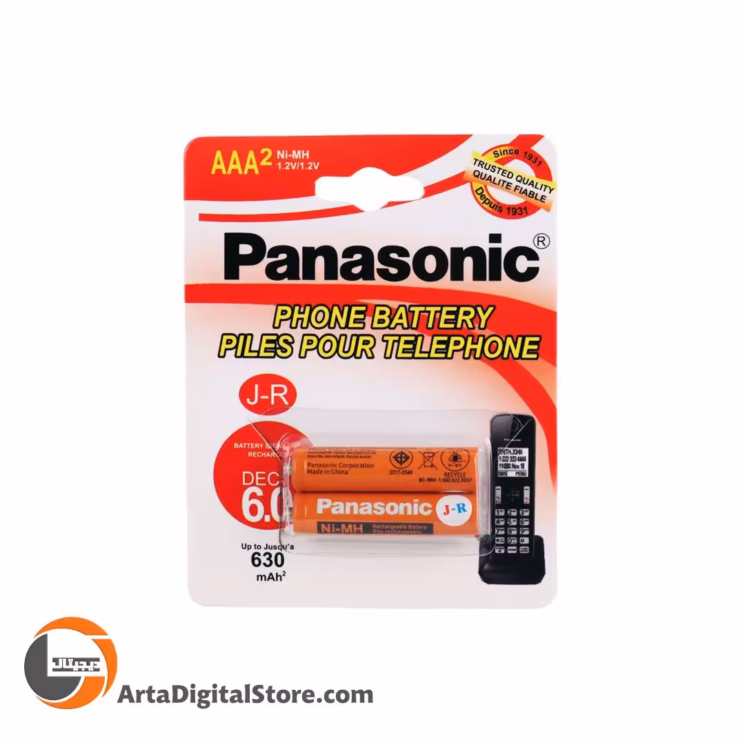 باتری شارژی پاناسونیک نیم قلمی Panasonic NI-MH J-R AAA 630mAh Rechargeable Battery