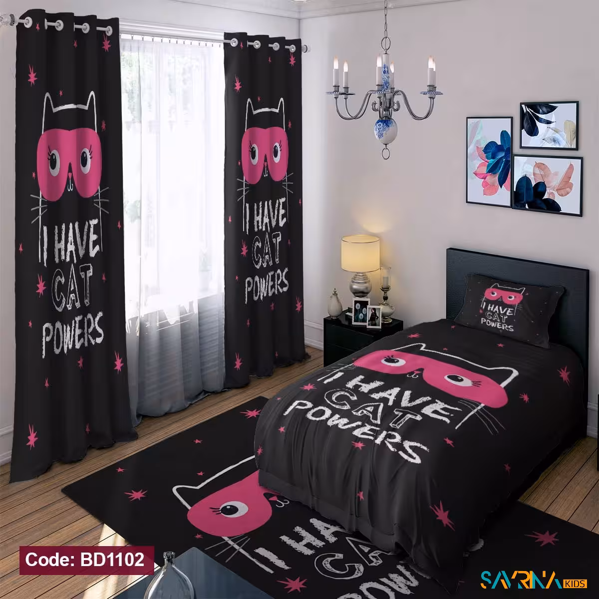 ست اتاق خواب طرح گربه نینجا کد BD1102