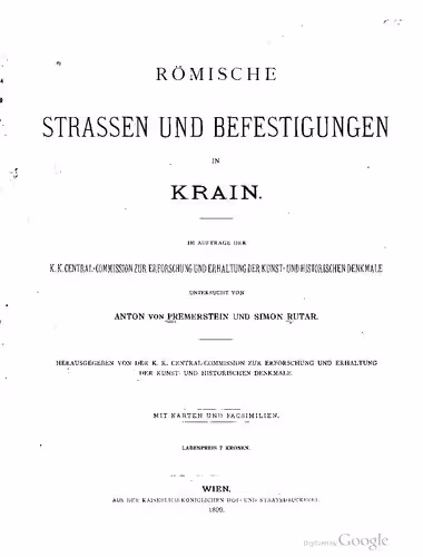 خرید و دانلود نسخه کامل کتاب Römische Straßen und Befestigungen in Krain