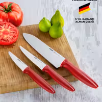 ست چاقوی آشپزخانه Pirge مدل Pure Line | شامل 3 عدد چاقوی فولادی ضدزنگ | طراحی خوش‌ دست و سبک | مناسب برای برش، خرد کردن و آماده‌ سازی انواع مواد غذایی | قابل شست‌ و شو دستی | انتخابی مناسب برای استفاده‌ روزمره در آشپزخانه