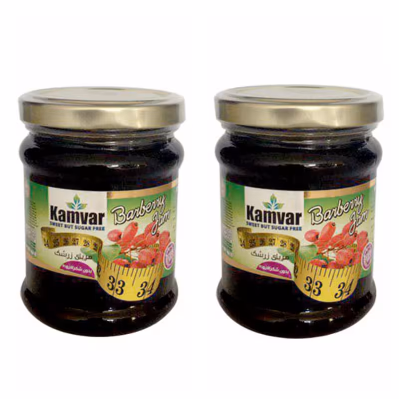 مربا زرشک رژیمی بدون شکر کامور - 280 گرم بسته 2 عددی