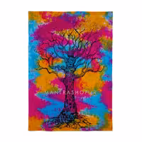 بکدراپ تپستری هندی طرح درخت زندگی مولتی کالر (روتختی یک نفره) کد 450